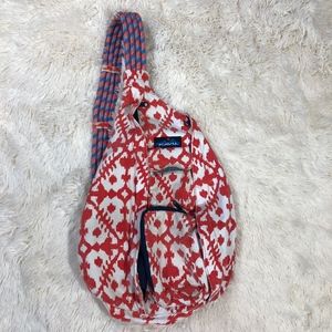 Kavu Rope Sling Bag Red White Over the Shoulder